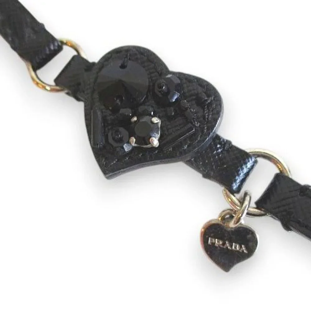 Prada Bracelet Belt with Bijoux Heart Motif Blackish Black - Picture 7 of 9